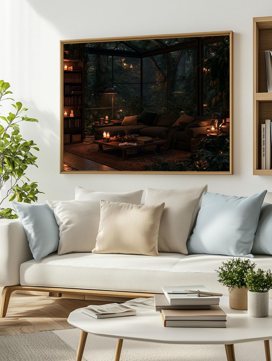 Cozy Forest Library Interior Poster. — room view 2
