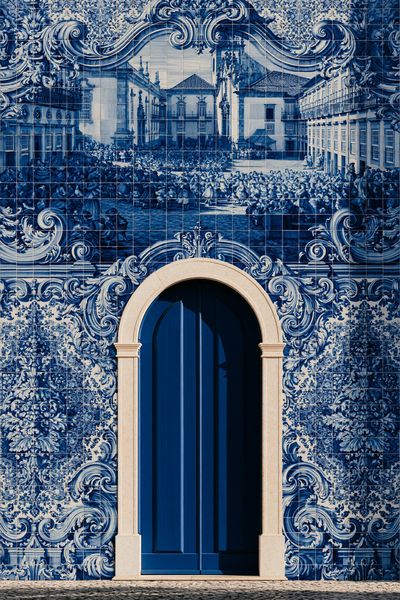 Blue Tile Courtyard Architecture Print.