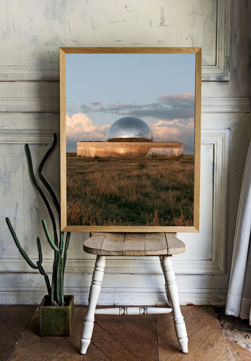 Mirrored Dome Landscape Photography Poster. — room view 1