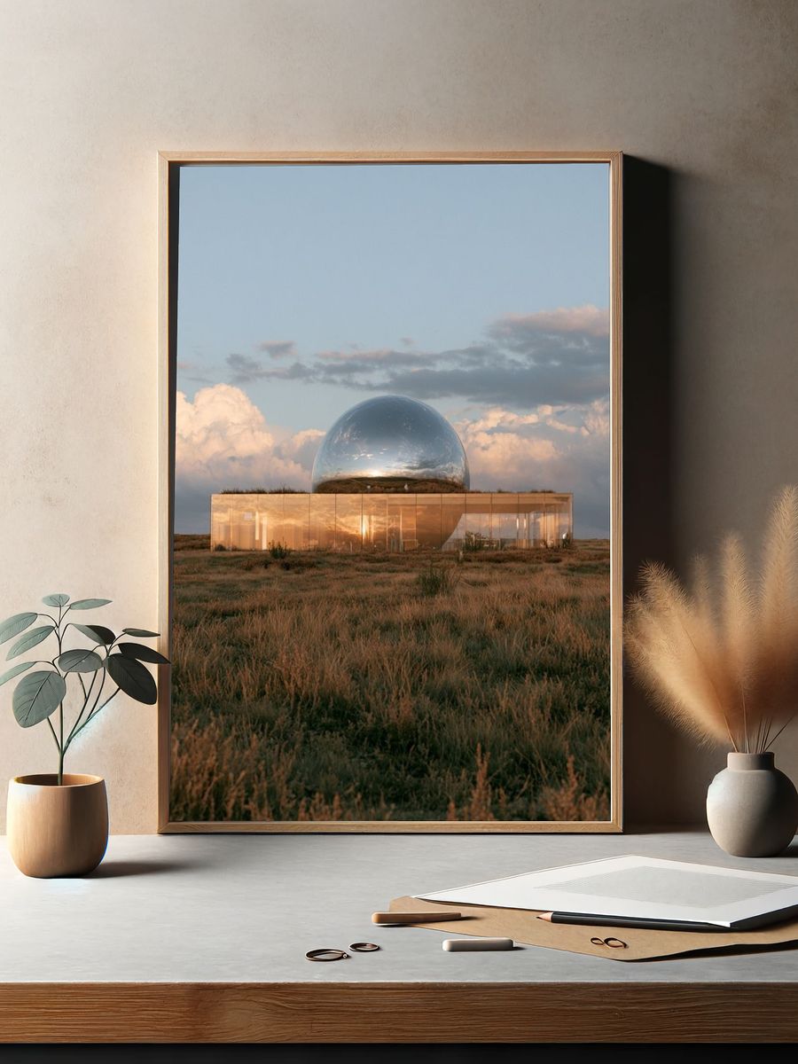 Mirrored Dome Landscape Photography Poster. — room view 2