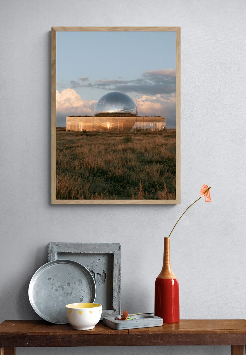 Mirrored Dome Landscape Photography Poster. — room view 3