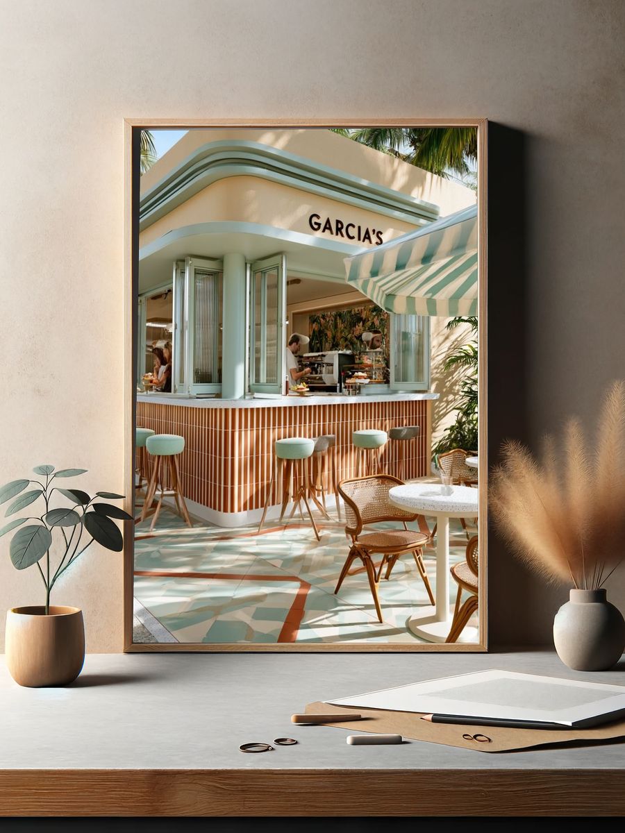 Art Deco Tropical Cafe Poster. — room view 2