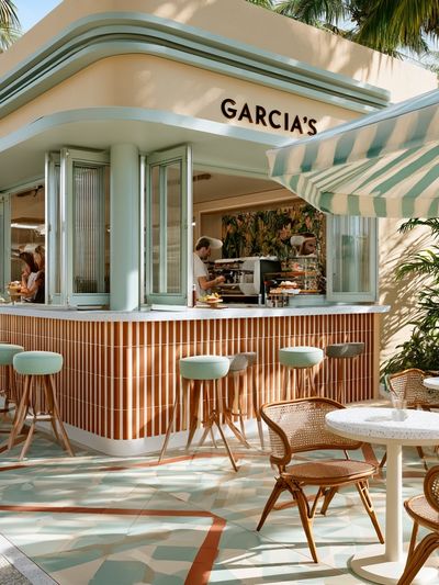 Art Deco Tropical Cafe Poster. poster