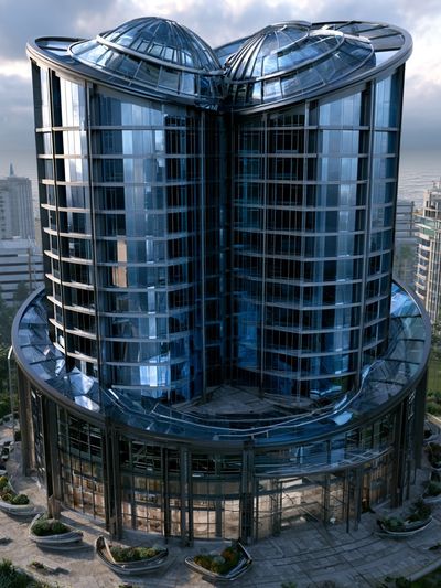 Futuristic Glass Tower Architecture Print.
