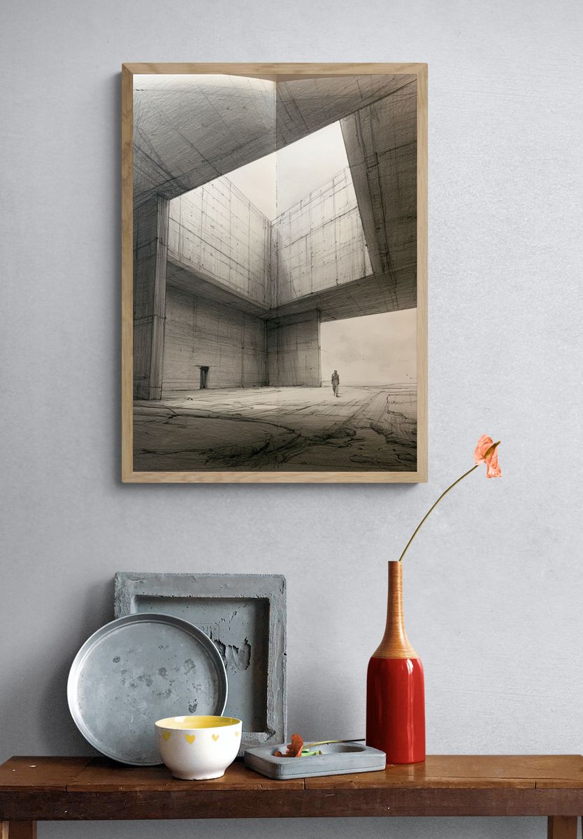 Concrete Atrium Sketch Poster. — room view 3