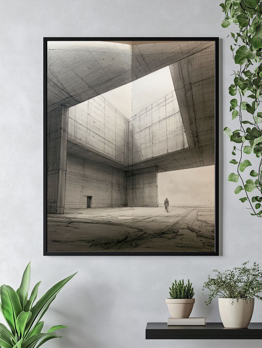 Concrete Atrium Sketch Poster. — room view 4