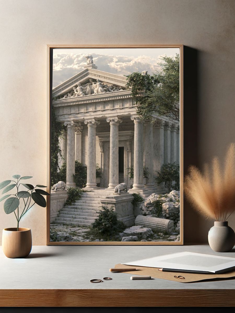 Ancient Temple Ruins Photography Poster. — room view 2