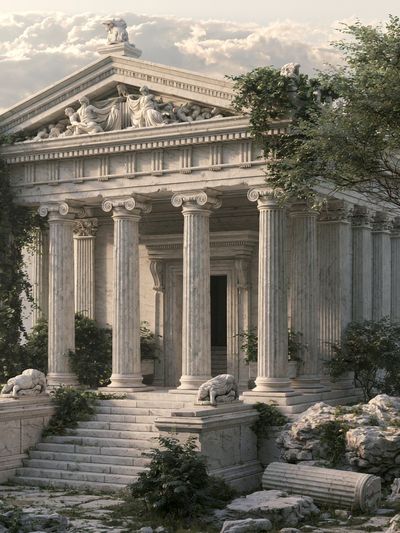 Ancient Temple Ruins Photography Poster.
