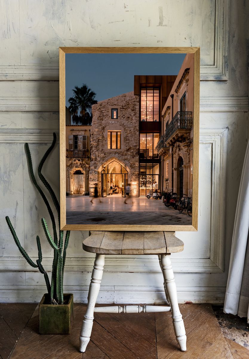 Historic Streetfront at Dusk Poster. room preview