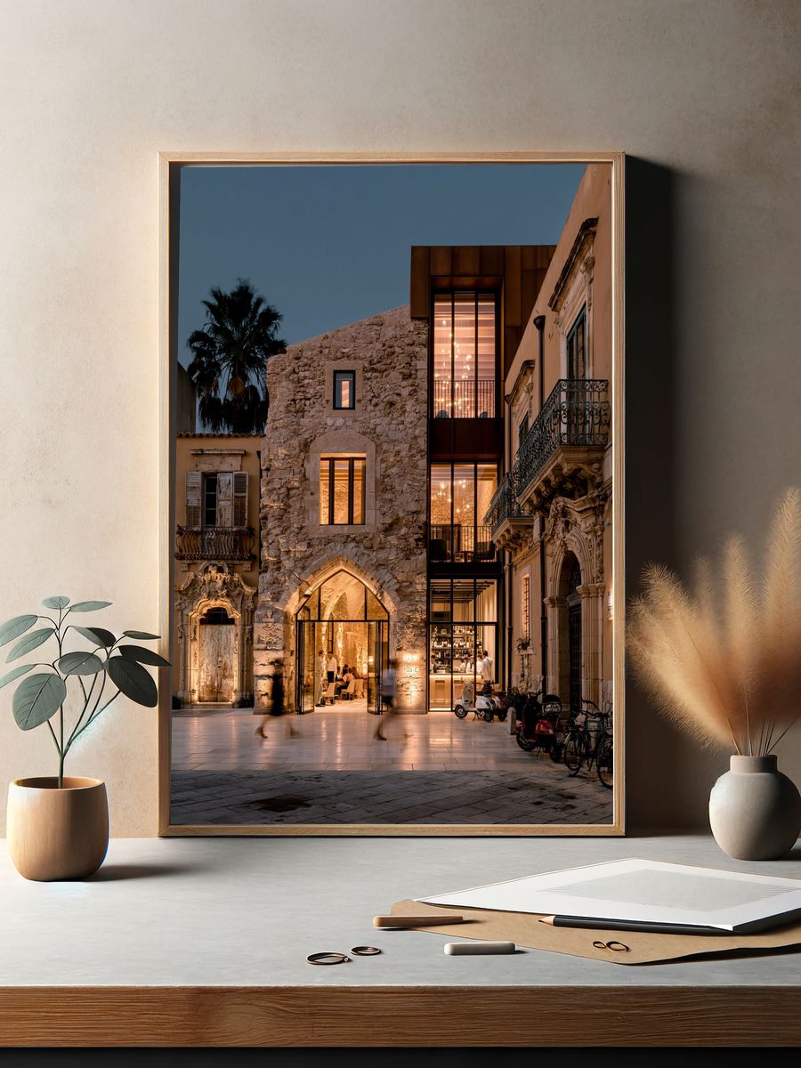 Historic Streetfront at Dusk Poster. — room view 2