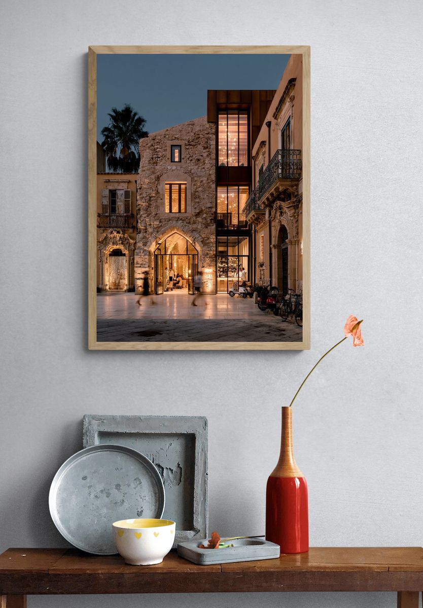 Historic Streetfront at Dusk Poster. — room view 3