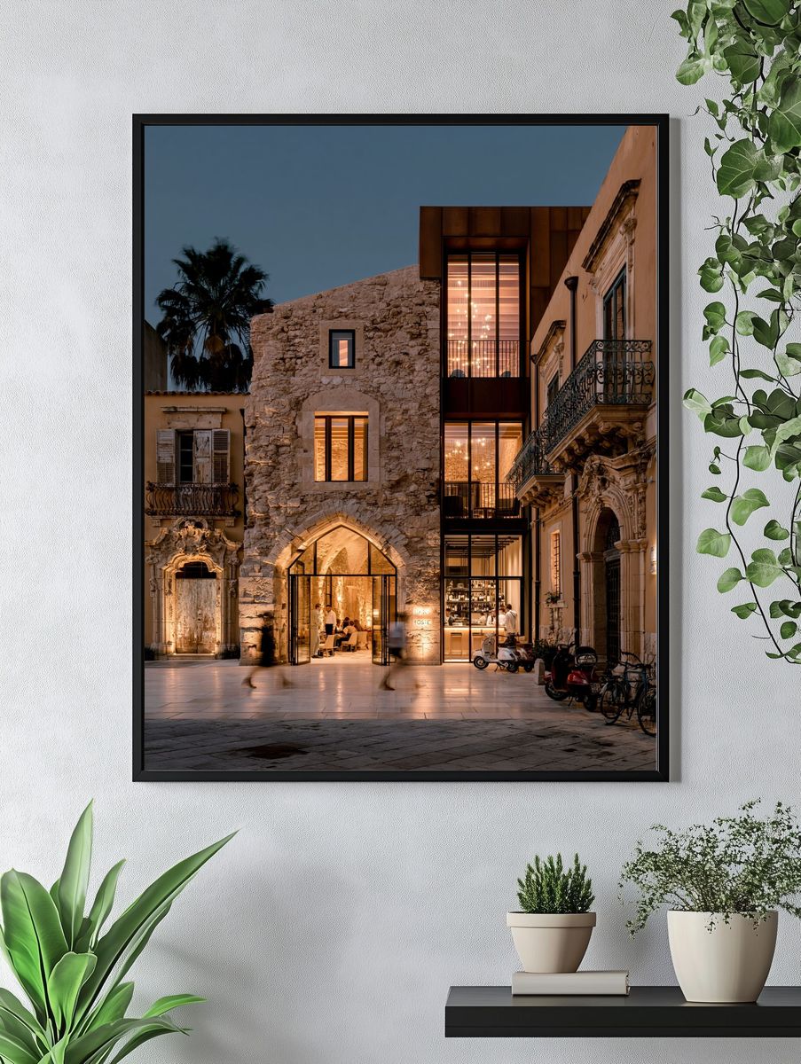 Historic Streetfront at Dusk Poster. — room view 4