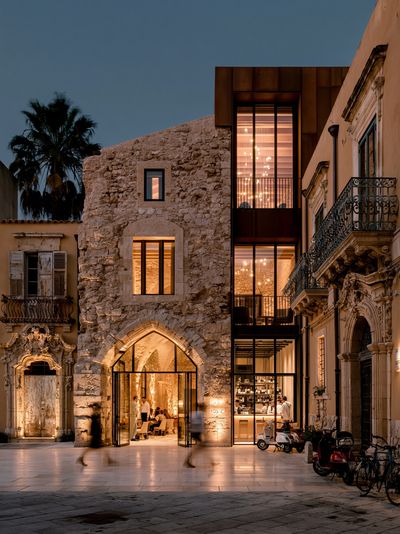 Historic Streetfront at Dusk Poster. poster
