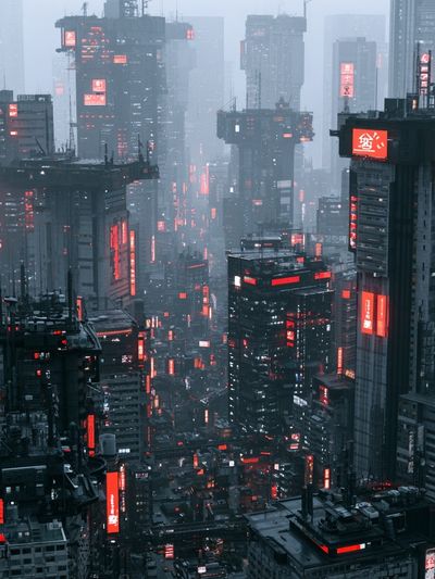 Neon Cyberpunk Cityscape Poster.