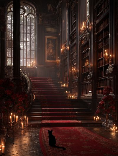 Gothic Library Staircase Poster.