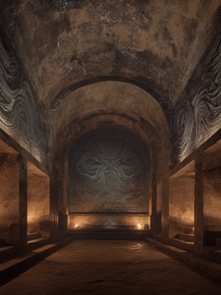 Ancient Temple Hall Photography Poster. poster — architecture art
