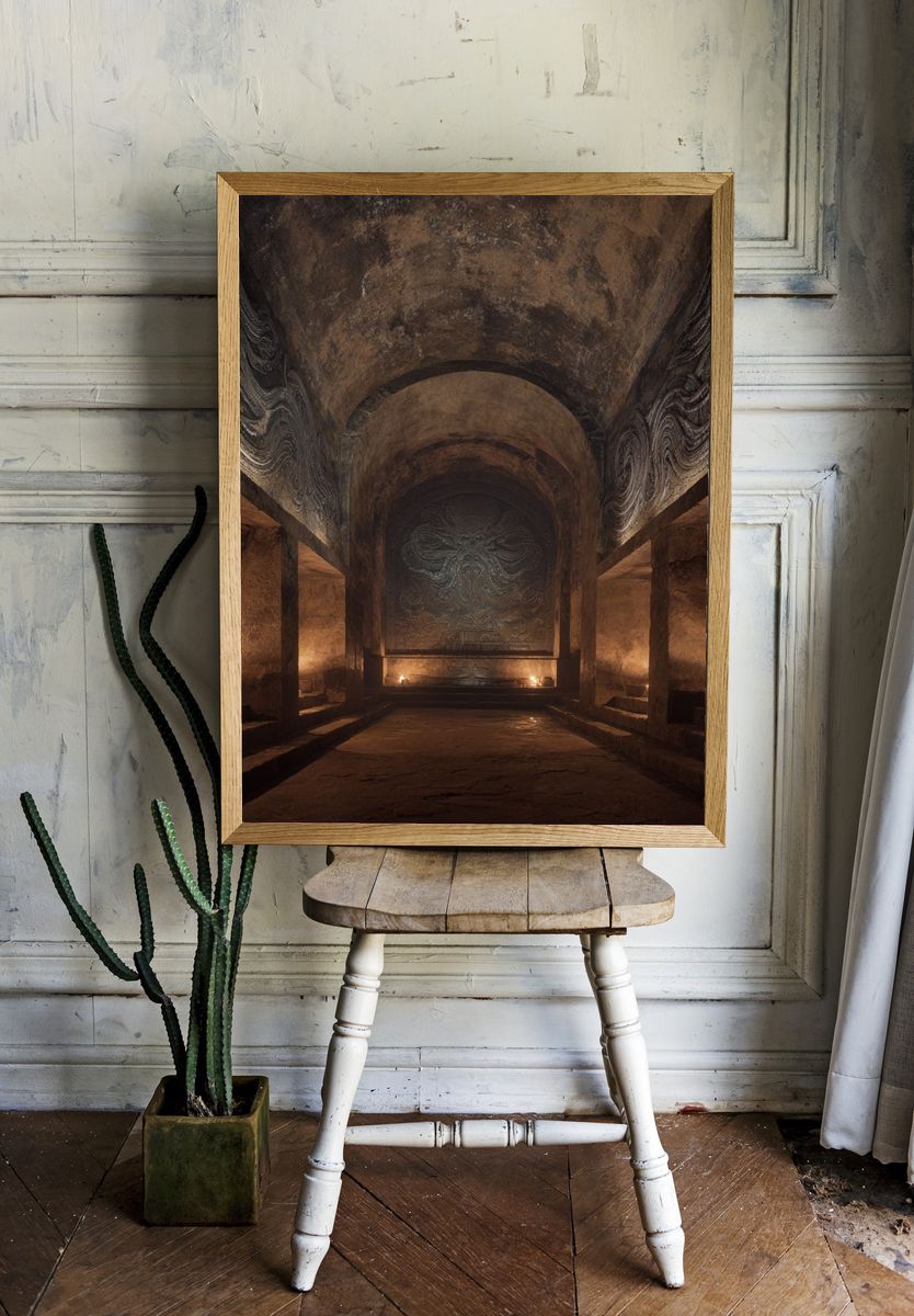 Ancient Temple Hall Photography Poster. room preview