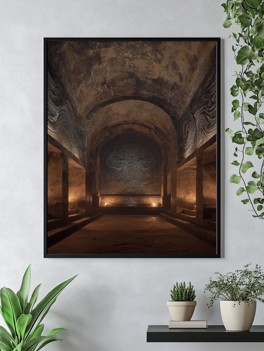 Ancient Temple Hall Photography Poster. — room view 4
