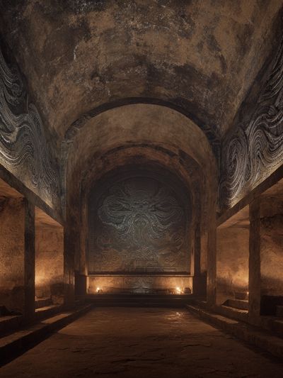 Ancient Temple Hall Photography Poster. poster