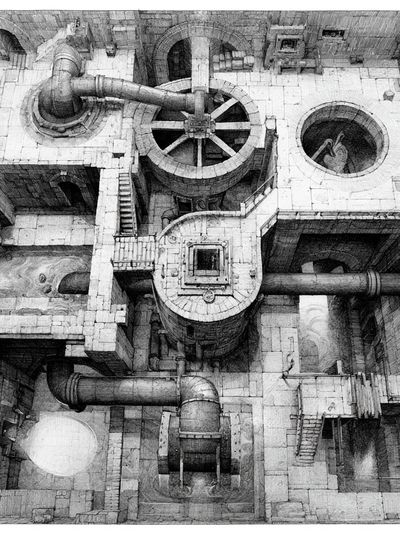 Industrial Maze Sketch Poster.