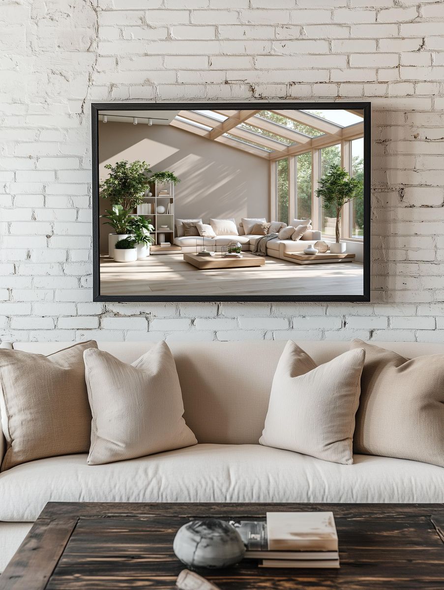 Sunlit Japandi Living Room Poster. — room view 1