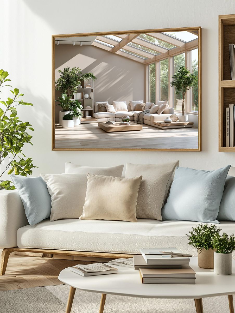 Sunlit Japandi Living Room Poster. — room view 2