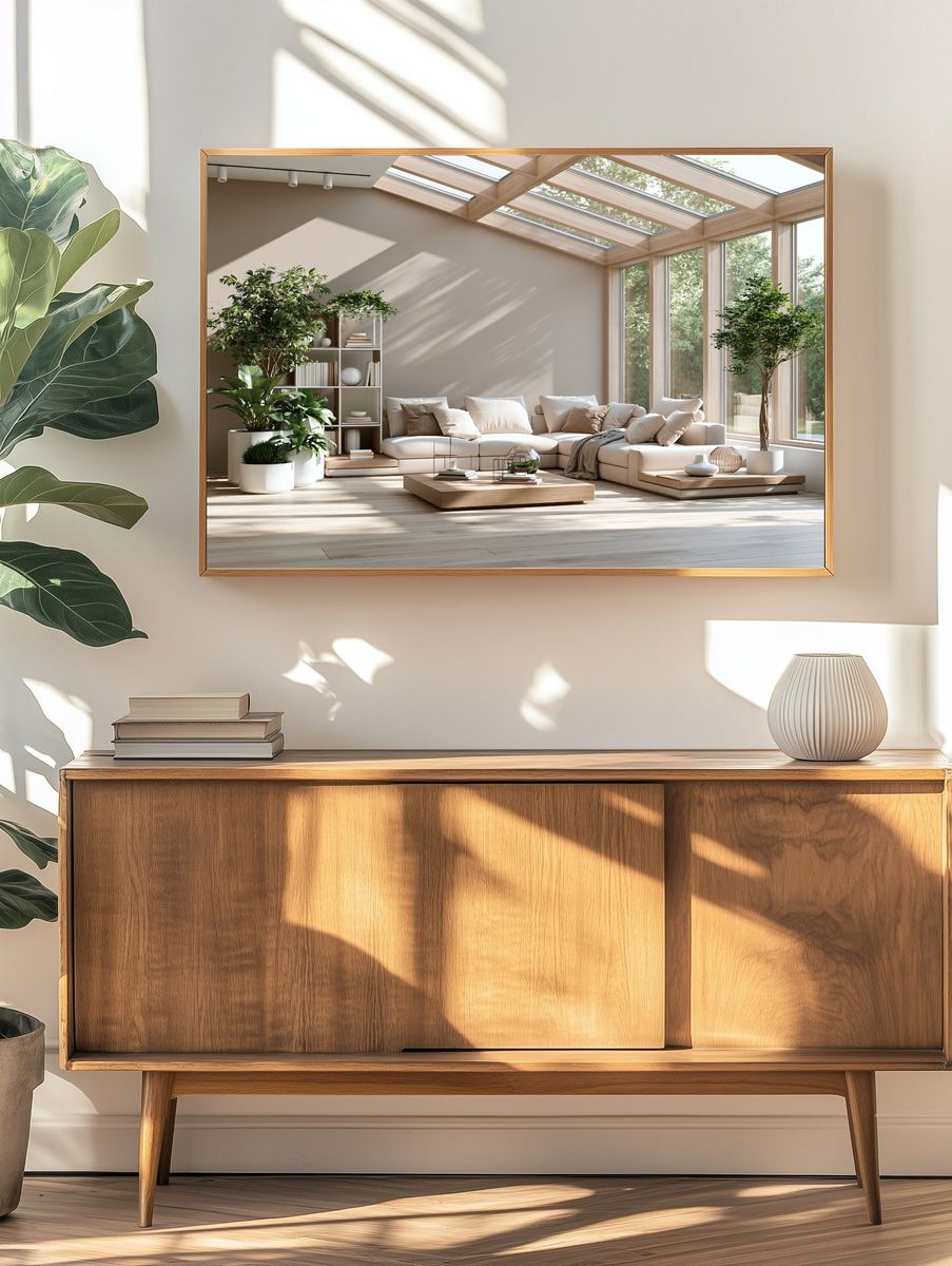 Sunlit Japandi Living Room Poster. — room view 3