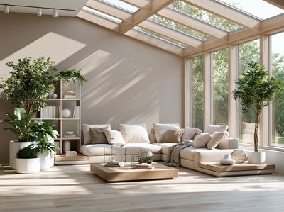 Sunlit Japandi Living Room Poster.