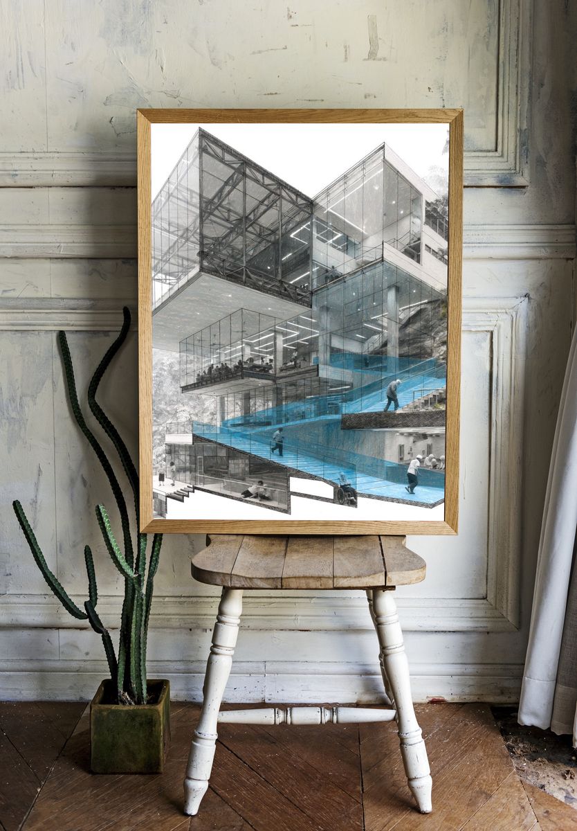 Modern Glass Architecture Poster. room preview