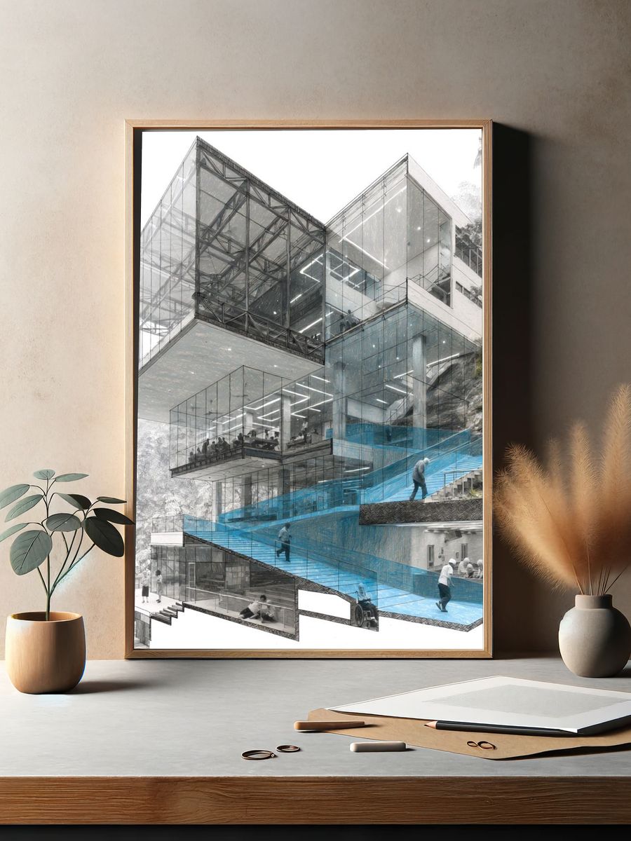 Modern Glass Architecture Poster. — room view 2