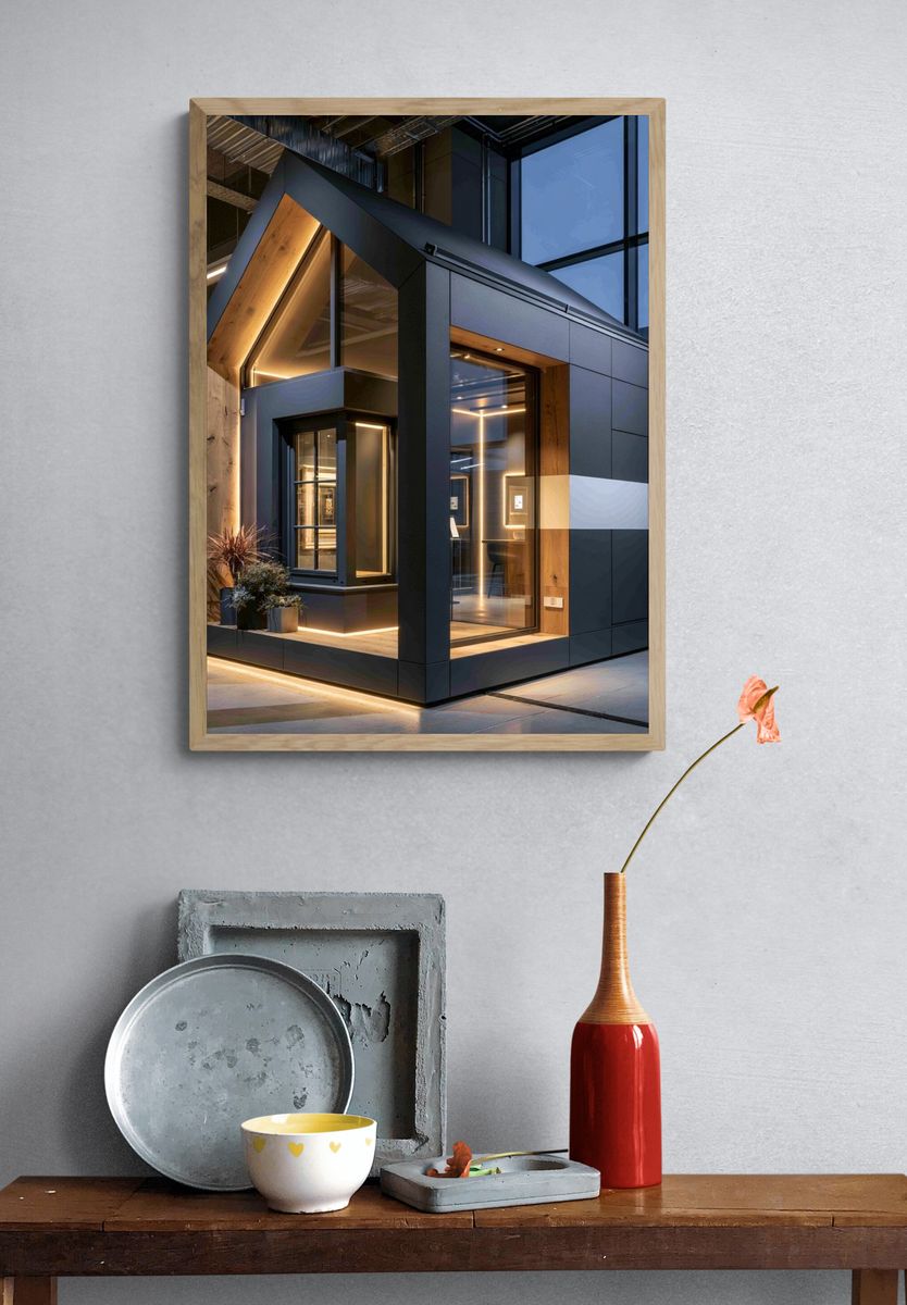 Modern Tiny House Architecture Poster. — room view 3