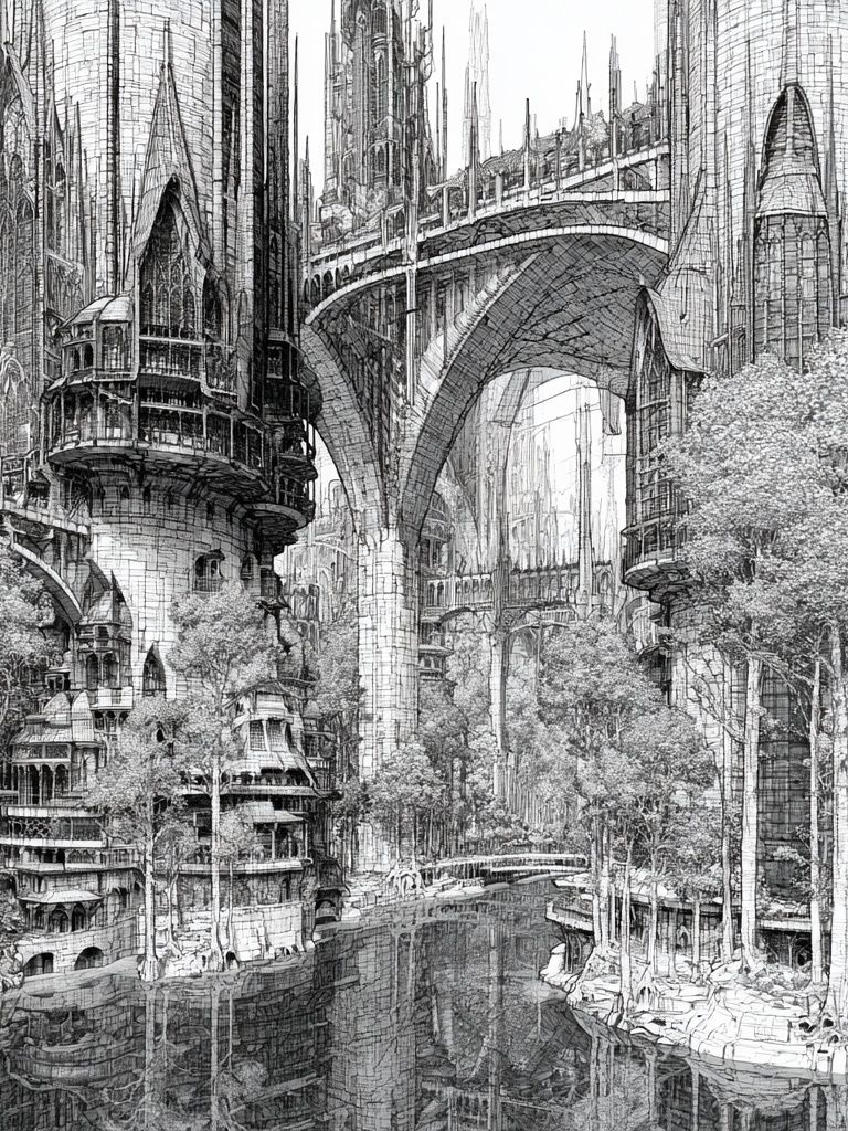 Futuristic Cityscape Architecture Print. poster — architecture art
