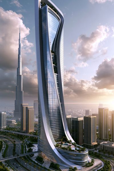 Futuristic Dubai Skyline Architecture Print.