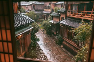 Rainy Kyoto Alley Architecture Print. poster
