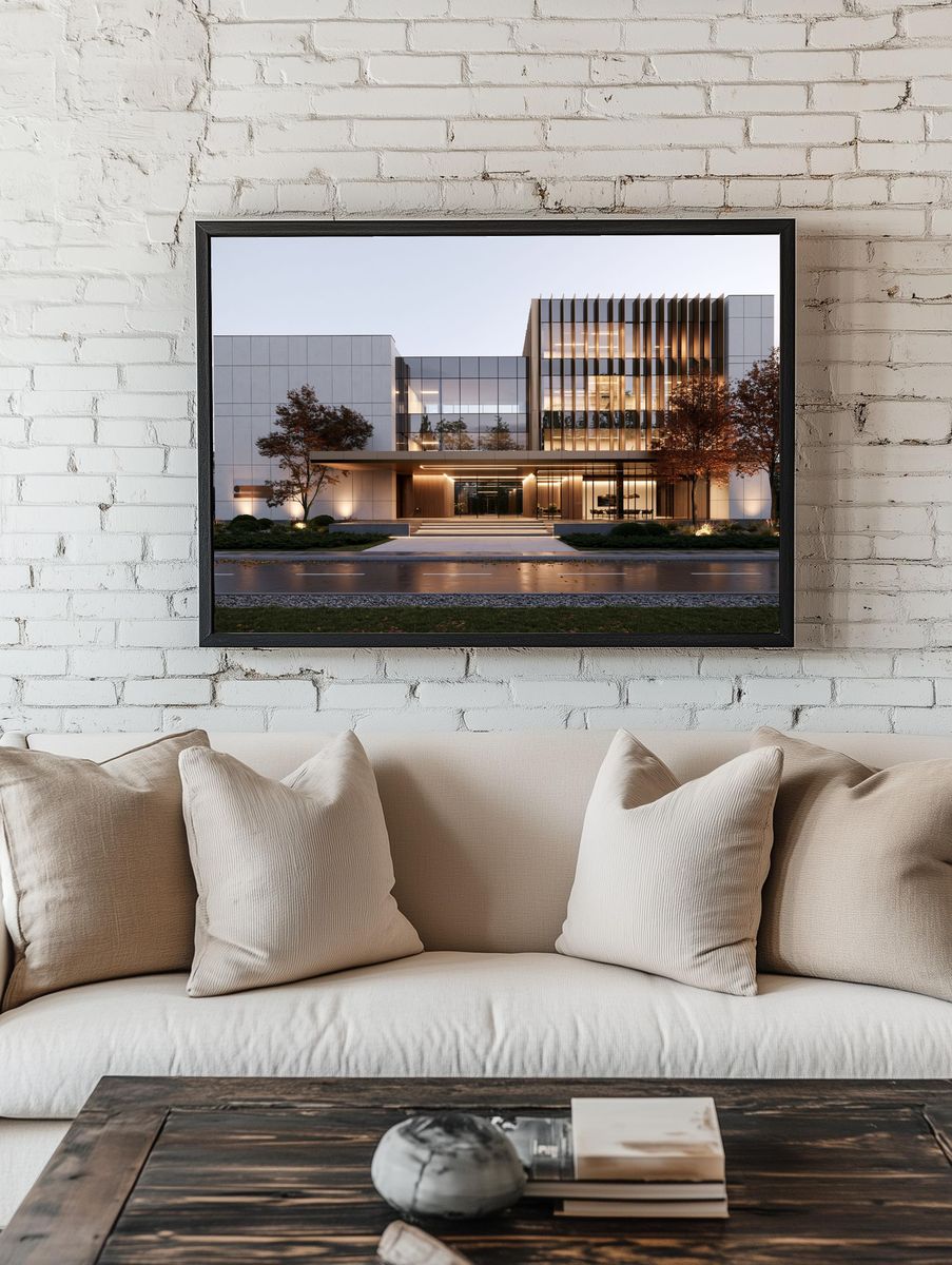 Modern Glass Facade Architecture Poster. — room view 1