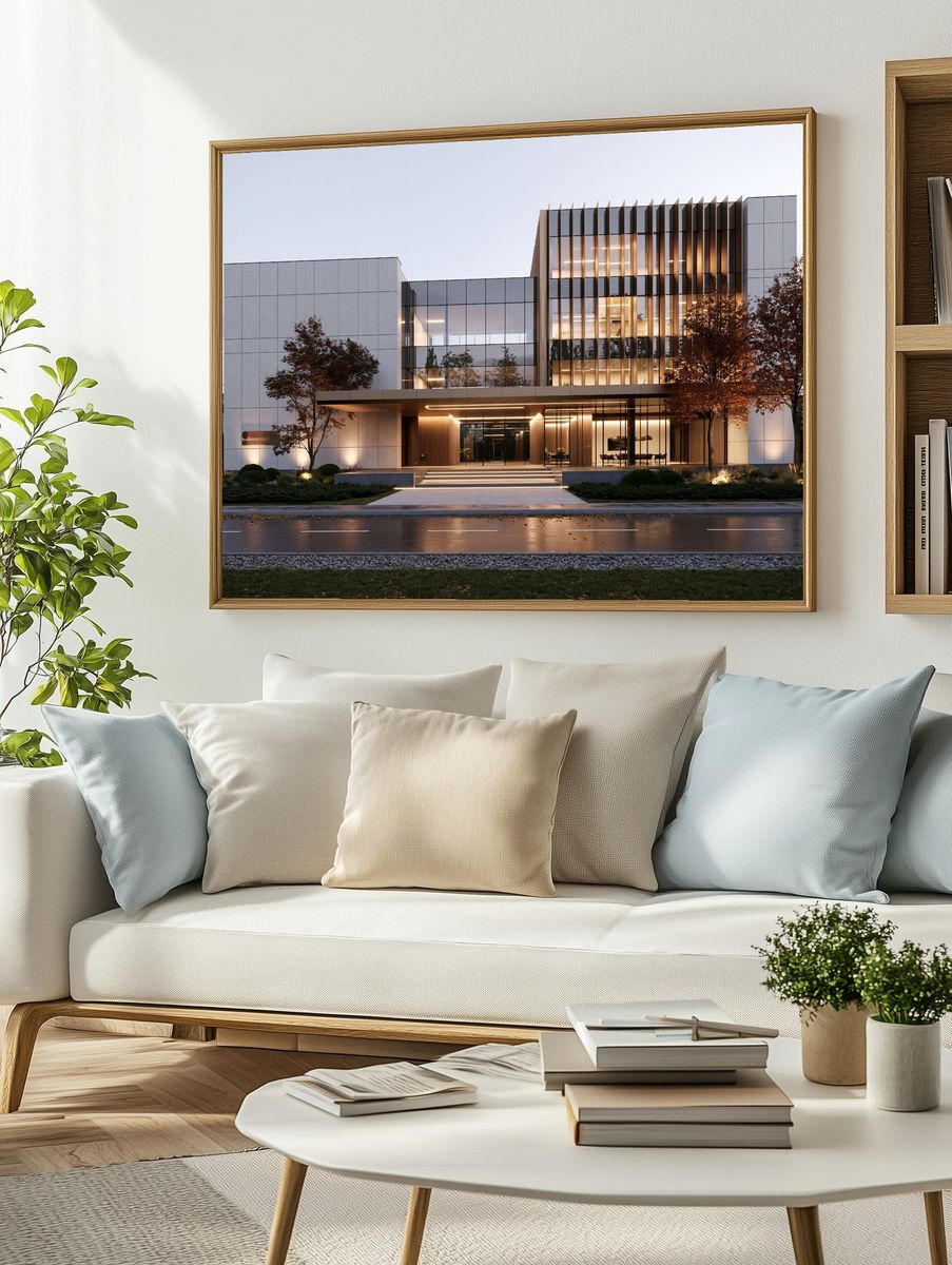 Modern Glass Facade Architecture Poster. — room view 2