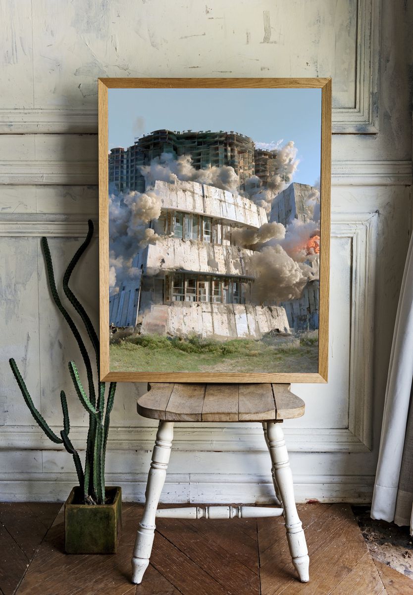 Industrial Building Explosion Poster. room preview