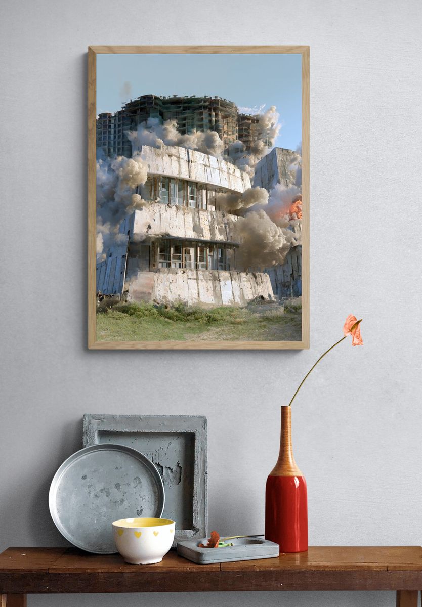 Industrial Building Explosion Poster. — room view 3