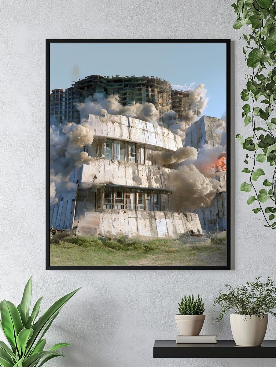Industrial Building Explosion Poster. — room view 4