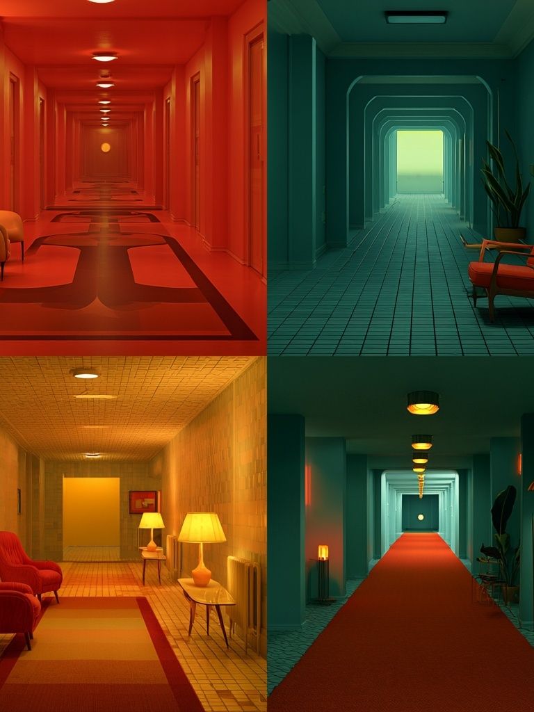 Retro Hallway Interior Poster. poster detail