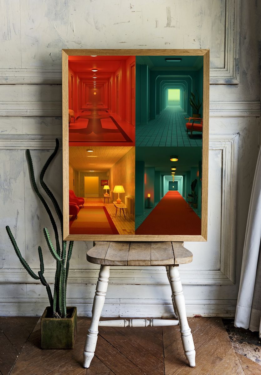 Retro Hallway Interior Poster. — room view 1