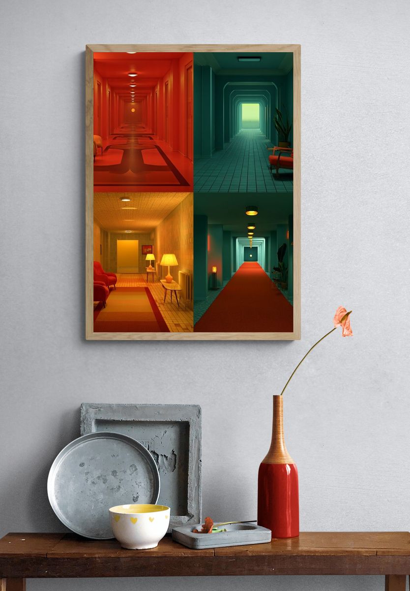Retro Hallway Interior Poster. — room view 3