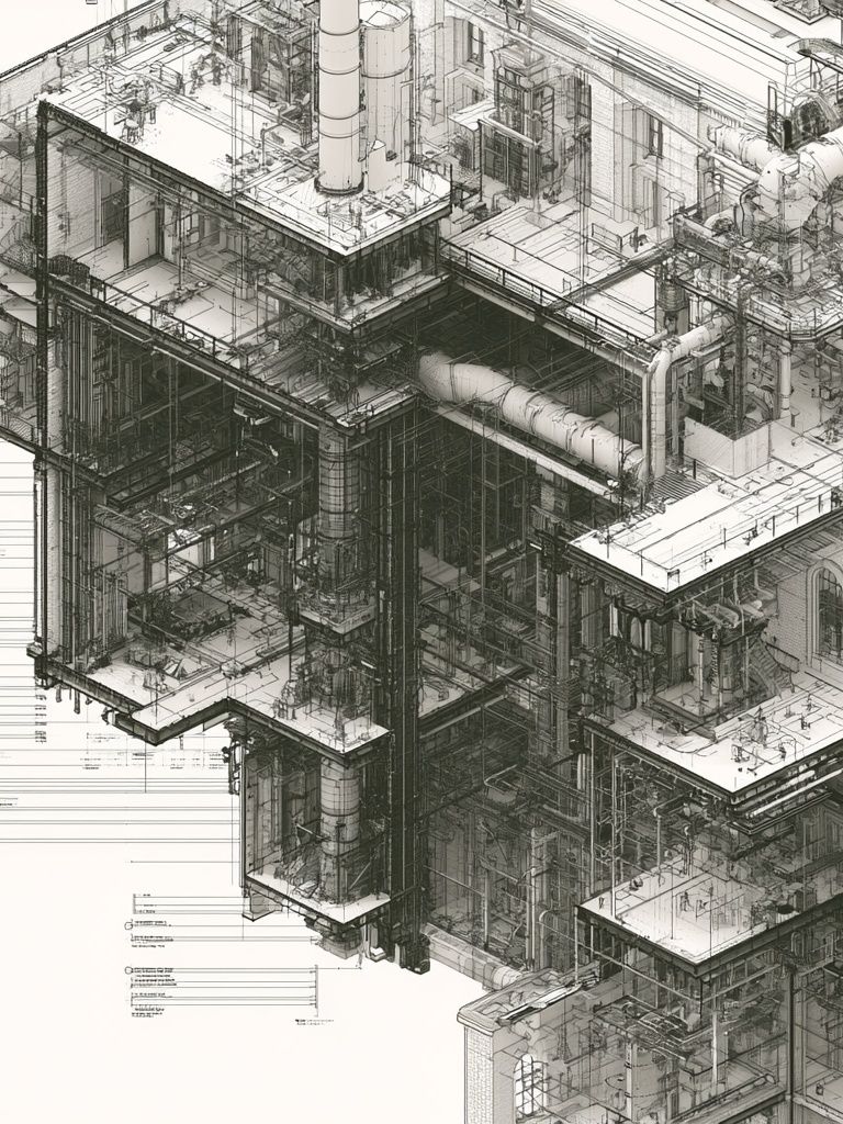 Industrial Blueprint Architecture Print. poster — architecture art