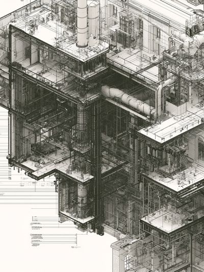 Industrial Blueprint Architecture Print. poster