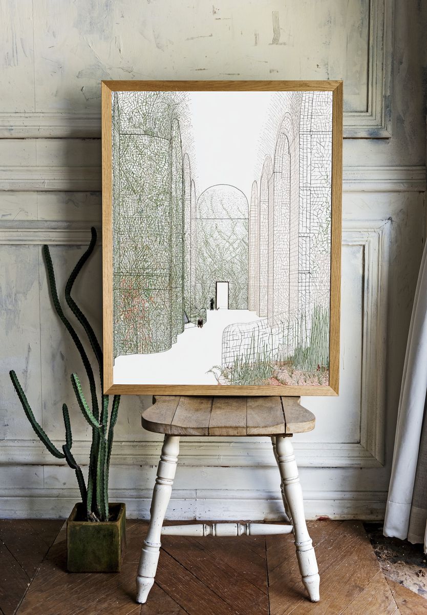 Architectural Mosaic Corridor Print. room preview