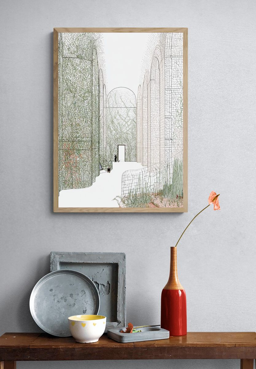 Architectural Mosaic Corridor Print. — room view 3