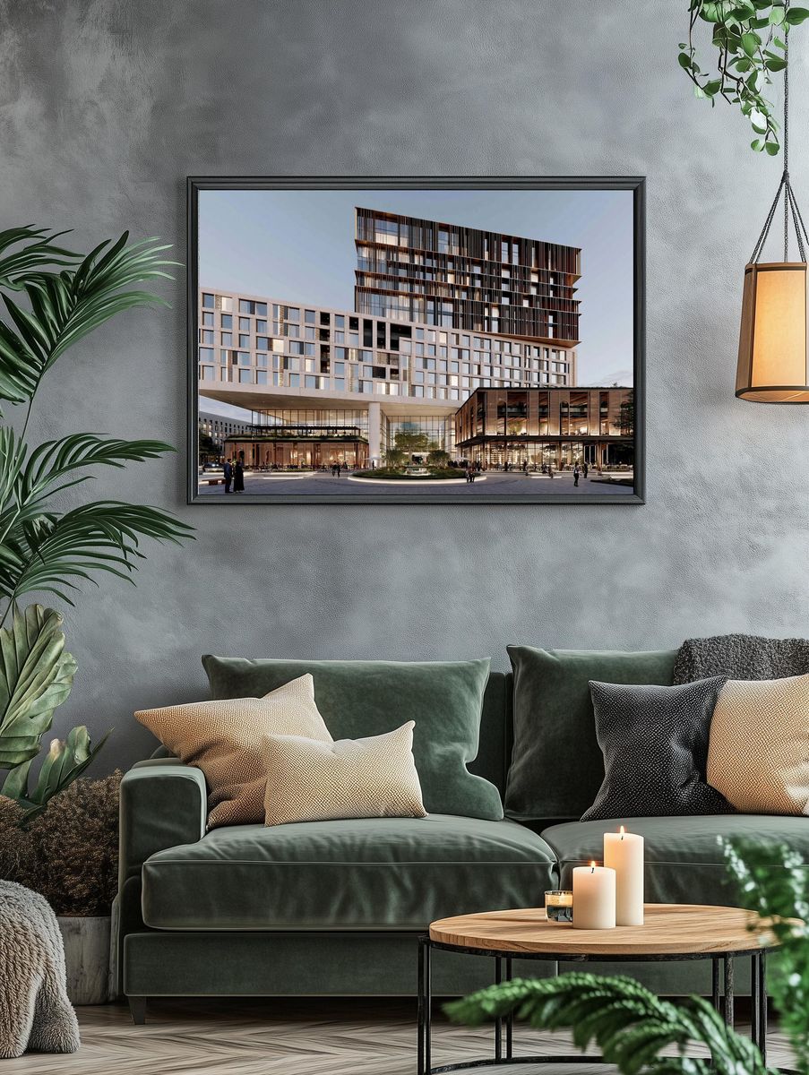 Modern Luxury Building Architecture Print. — room view 4