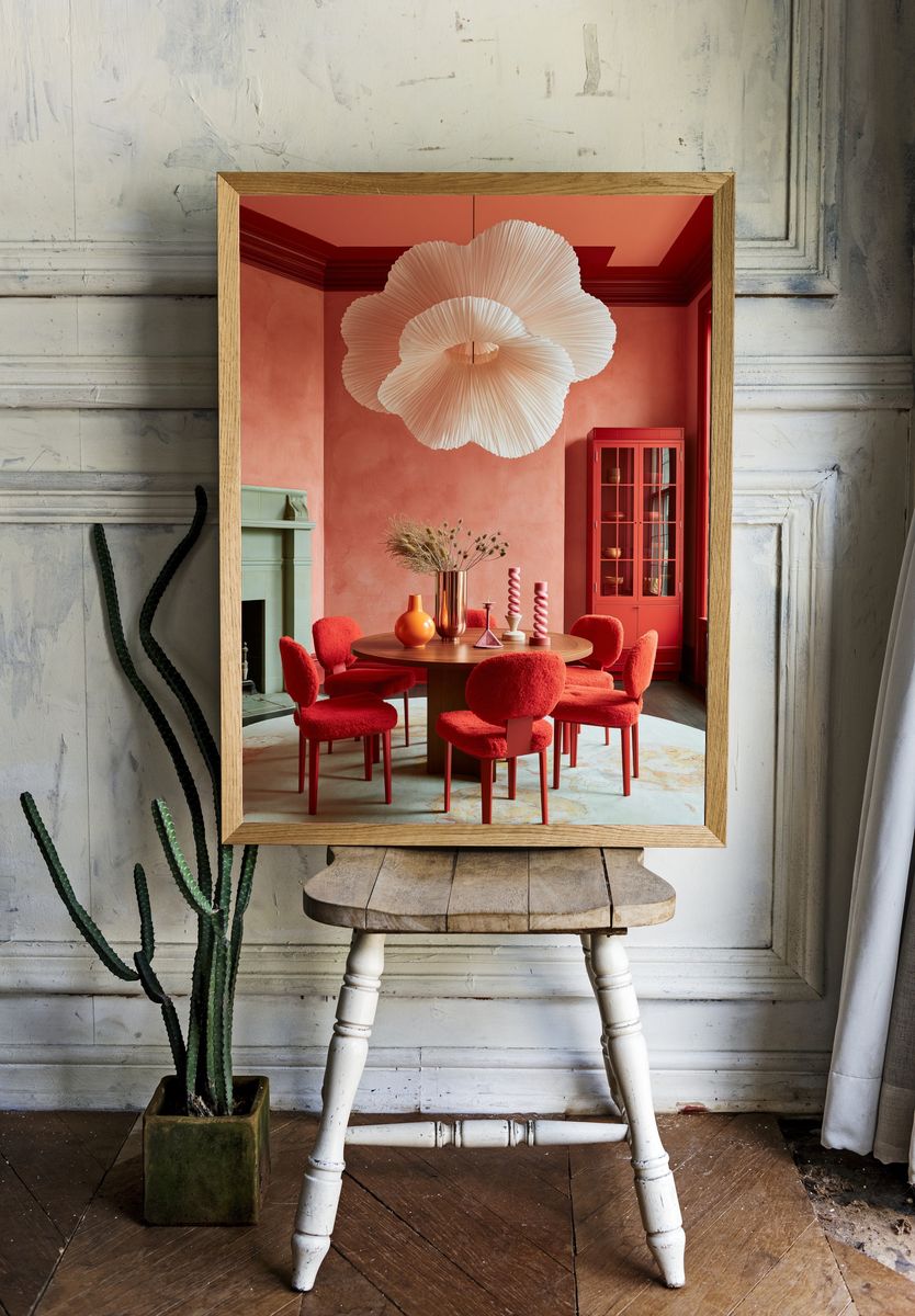 Coral Dining Room Interior Poster. — room view 1