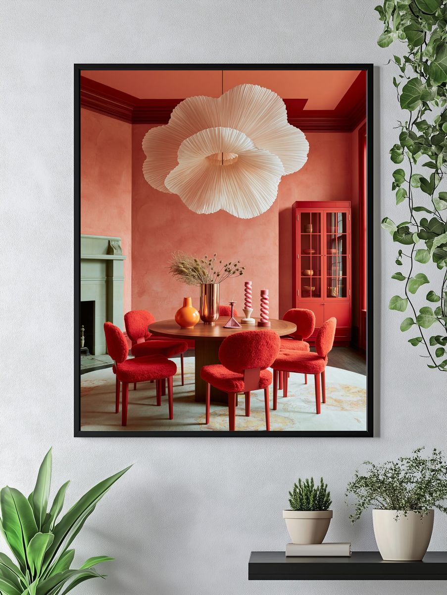 Coral Dining Room Interior Poster. — room view 4