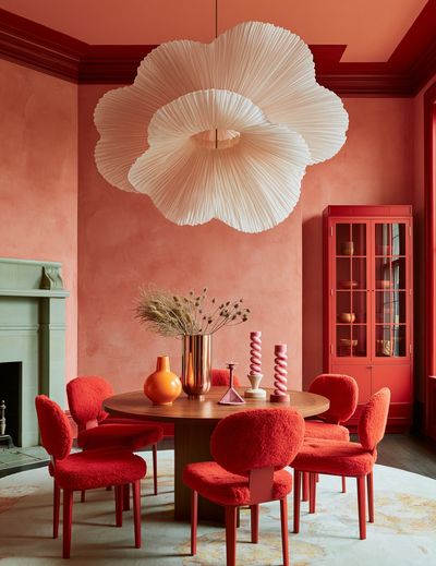 Coral Dining Room Interior Poster. poster print